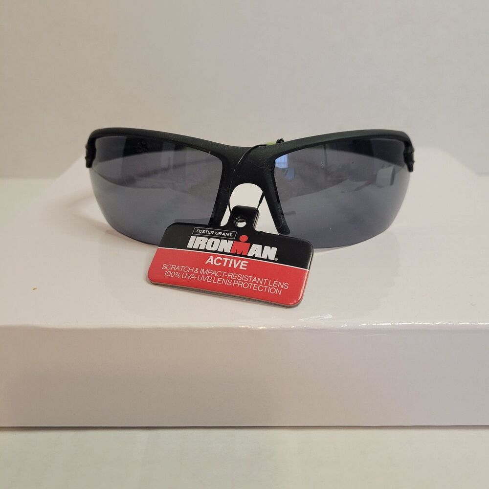 Foster Grant Ironman Active Wrap Sport Sunglasses Black UV Protection NWT